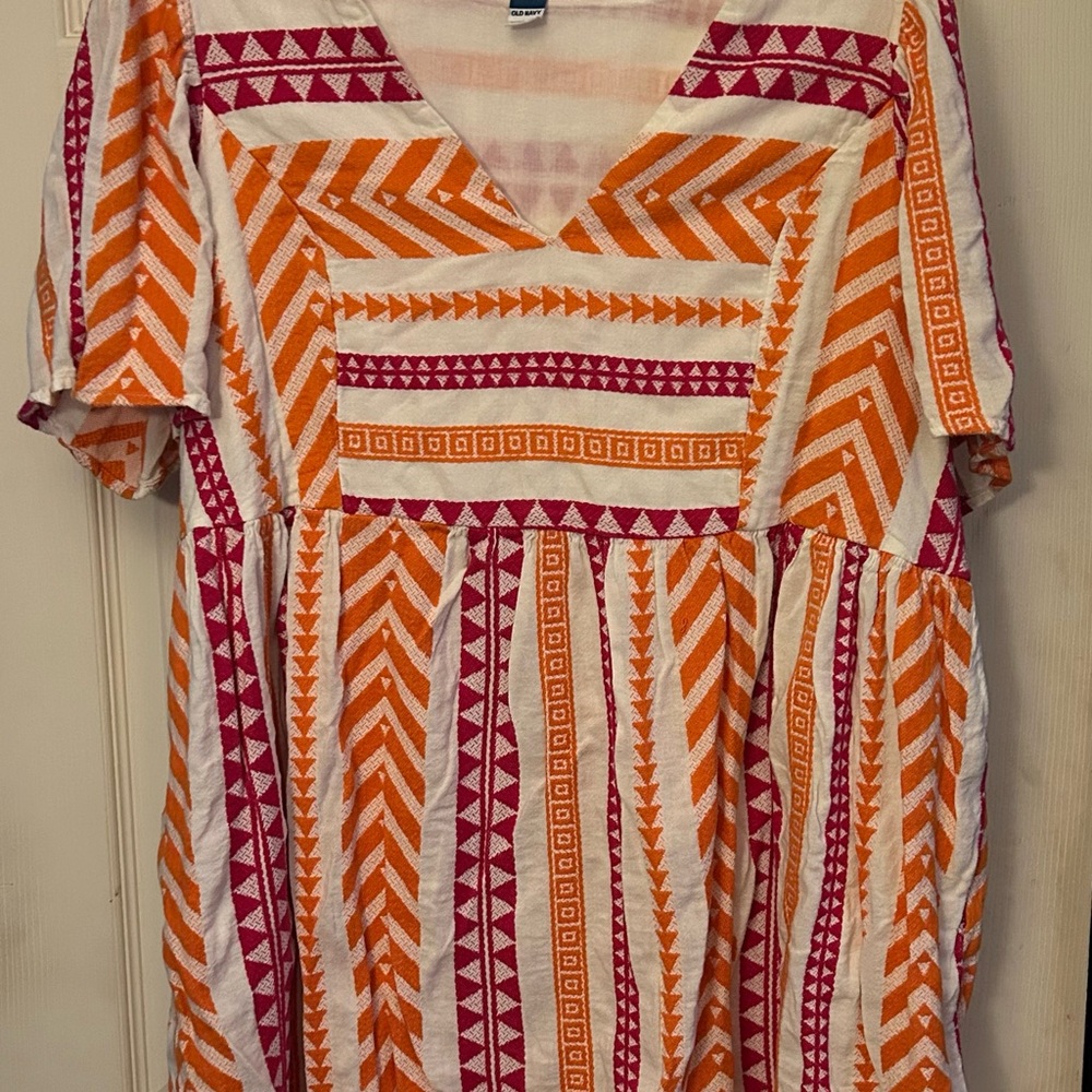 V-Neck Geometric Pattern Dress